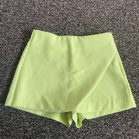 Zara Neon Lime Wrap-Front Skort size:XS - Picture 3 of 9